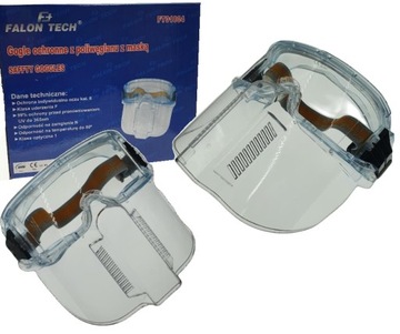 OKULARY GOGLE OCHRONNE PRZECIWODPRYSKOWE Z MASKA OCHRONNA DO SZLIFOWANIA