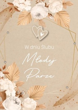 Kartki na ślub z życzeniami dla Młodej Pary boho Prezent ślubny GM1059