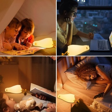 LAMPKA NOCNA DLA DZIECI KACZKA DZIWACZKA DO KLEPANIA LED SILIKONOWA USB C
