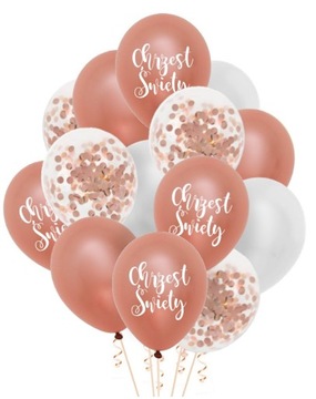 Zestaw balonów Chrzest Święty konfetti rose gold