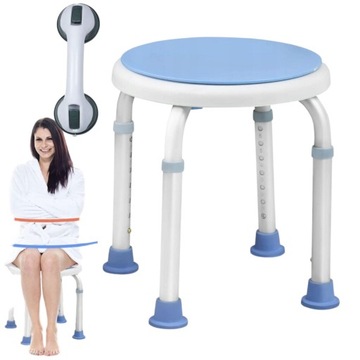 Taboret prysznicowy + uchwyt, antypoślizgowy Aufun