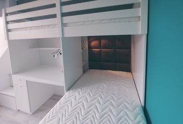 Угловая двухъярусная кровать со шкафом/столом CORNER