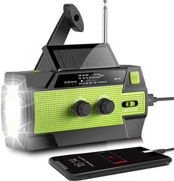 PRZENOŚNE RADIO SOLARNE KORBOWE SOS RYBY BIWAK