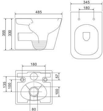 OMNIRES ТУАЛЕТ УНИТАЗ 49X35 СМ РАМА КНОПКА БЕЛАЯ FONTANASETBPBP