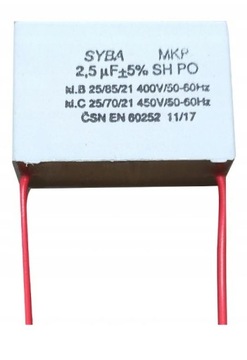 KONDENSATOR 2,5uF 450V ROZRUCHOWY SYBA MKP