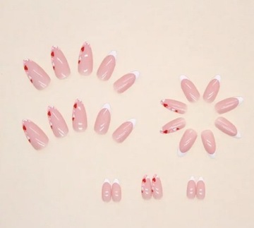 Искусственные ногти Tipsy Almond Classic French Self -Adhesive Gel 24 ПК