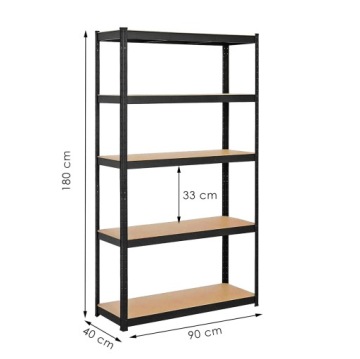 МЕТАЛЛИЧЕСКИЙ СКЛАДСКОЙ СТЕЛЛАЖ С 5 ПОЛКАМИ, ШКАФ 180x90x40 ДЛЯ ГАРАЖА И ПОДВАЛА, ГРУЗОПОДЪЕМНОСТЬ 875 кг, 2 шт.