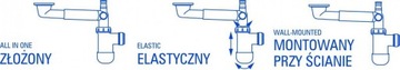 Сифон Space-Saver Lux для умывальника, телескопический NHC 633K