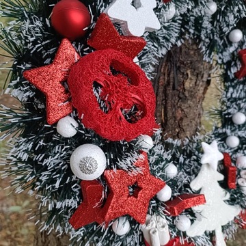 РОЖДЕСТВЕНСКИЙ ВЕНОК НА ДВЕРЬ, РОЖДЕСТВЕНСКИЙ ВЕНОК, ПЛАТЬЕ, 40 СМ, КРАСНЫЙ