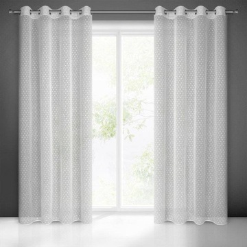 HANIA БЕЛЫЙ ЭТАИНИН ШТОР С ТОЧКАМИ 140x250 КРУГЛЫЕ