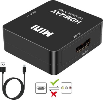 АДАПТЕР-ПРЕОБРАЗОВАТЕЛЬ AV RCA CVBS CINCH в HDMI 1080p