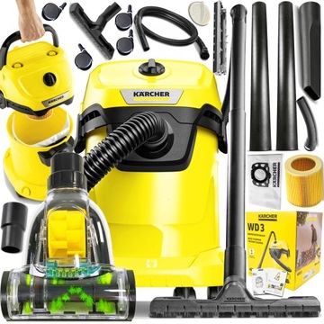 MOCNY ODKURZACZ KARCHER WD3 + TURBO GIGA XXL LEKKI