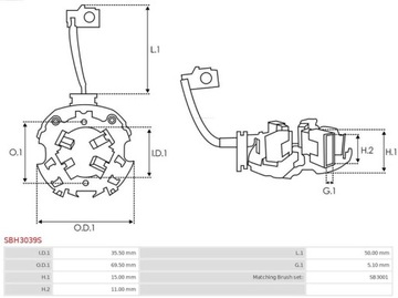 ДЕРЖАТЕЛЬ ЩЕТКИ СТАРТЕРА SBH3039S AS-PL