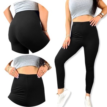 LEGGINSY BAMBUSOWE DŁUGIE z WYSOKIM STANEM getry KRYJĄCE CZARNE - 4XL/5XL