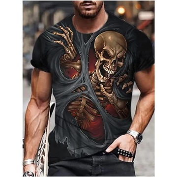 Męska koszulka z nadrukiem czaszka modna koszulka