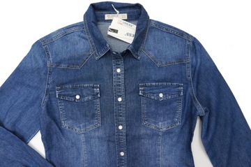 ДЖИНСОВАЯ РУБАШКА ЖЕНСКАЯ В РЕБРУСКУ, ЖЕМЧУЖНЫЕ ПУГОВИКИ, УДОБНАЯ, ГИБКАЯ, МОДНАЯ