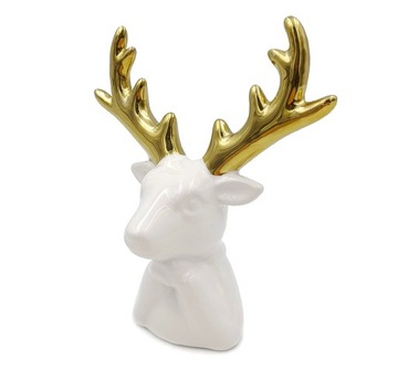 RENIFER FIGURKA ŚWIĄTECZNA DEKORACJA BIAŁY ZŁOTY 13cm