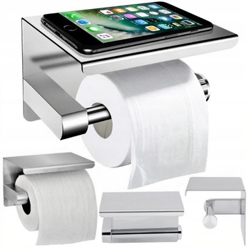UCHWYT NA PAPIER TOALETOWY Z PÓŁKĄ CHROM LOFT WC