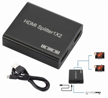 SPLITTER 1x2 HDMI 4Kx2K 3D Rozdzielacz Rozgałęźnik