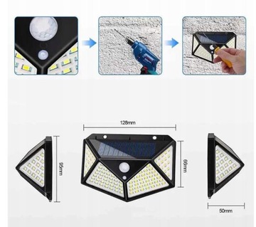 СОЛНЕЧНАЯ ЛАМПА НА СОЛНЕЧНОЙ ЭНЕРГИИ С ДАТЧИКОМ ДВИЖЕНИЯ И СУМЕРКА 100 LED