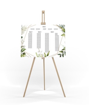 Plan stołów Tablica Lista gości ślubna 50x70cm