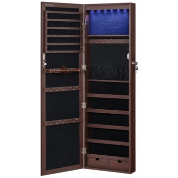 НАСТЕННЫЙ ШКАФ ДЛЯ ЮВЕЛИРНЫХ УКРАШЕНИЙ С ЗЕРКАЛОМ, КОРИЧНЕВЫЙ