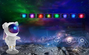 PROJEKTOR LED GALAXY ASTRONAUTA GWIAZD NIEBA LAMPKA NOCNA Z TIMER I PILOT