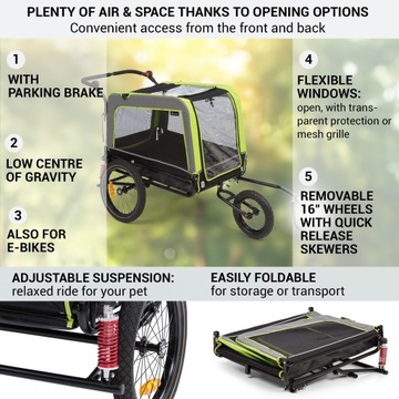 ВЕЛОСИПЕДНЫЙ ПРИЦЕП, СКЛАДНОЙ, КОЛЯСКА ДЛЯ ВЕЛОСИПЕДА, ПОДВЕСКА, 40 КГ