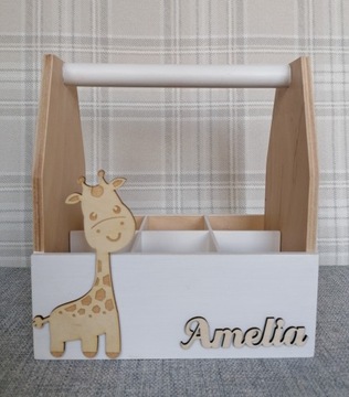 Organizer na biuro 100% DREWNO, BOHO, z imieniem