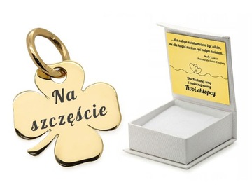 ZŁOTA ZAWIESZKA 585 KONICZYNKA ETUI GRAWER