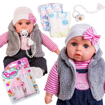 BABY DOLL SPEAKS PL + соска + бутылочки + подгузники