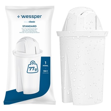 WESSPER D2 СТЕКЛЯННЫЙ КУВШИН БОРОСИЛИКАТ 3,3л + 1x фильтр Wessper aquaclassic