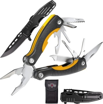 17 W 1 MULTITOOL PROFESJONALNY NÓŻ SKŁADANY STYL MILITARNY Zestaw 2 szt.