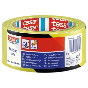 Taśma ostrzegawcza Tesa czarno-żółta 50mm x 33m