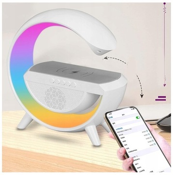ИНТЕЛЛЕКТУАЛЬНАЯ СВЕТОДИОДНАЯ ЛАМПА RGB С ЗАРЯДНЫМ УСТРОЙСТВОМ QI, ДИНАМИК BLUETOOTH