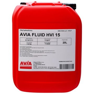 Olej hydrauliczny AVIA FLUID HVI 15 20L
