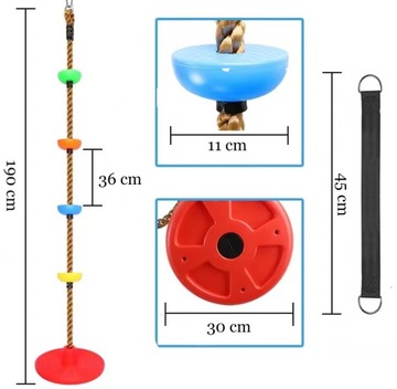 КРУГЛЫЕ КАЧЕЛИ ДЕТСКИЕ ДИСК ТОЛСТАЯ ВЕРЕВКА ДЛЯ ЛАЗАНИЯ 2м