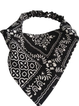 OPASKA LETNIA NA GŁOWĘ CZARNA NA GUMCE CHUSTKA NA LATO