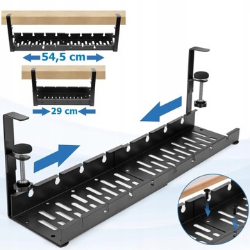 РЕГУЛИРУЕМАЯ ПОЛКА ДЛЯ КАБЕЛЕЙ ОРГАНАЙЗЕР ЧЕХОЛ ДЛЯ КАБЕЛЕЙ ПОД СТОЛЕШНИЦЕЙ СТОЛА