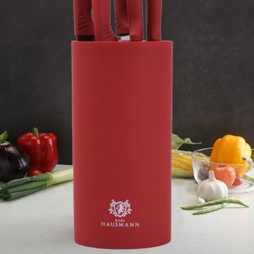 НАБОР КУХОННЫХ НОЖЕЙ В БЛОКЕ КРАСНЫЙ 6 ЭЛЕМЕНТОВ НОЖЕЙ С ТРУБКОЙ