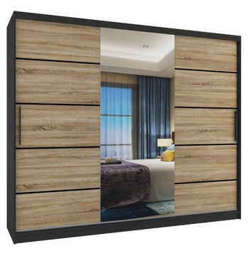 Szafa przesuwna PREMIUM z lustrem SZUFLADY 235 cm
