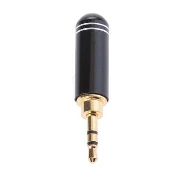 Black 2.5mm Stereo Straight Male Plug Gold Plated