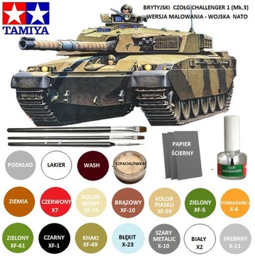 Model brytyjskiego czołgu do sklejania Challenger 1 Mk.3 ZESTAW: FARBY+KLEJ
