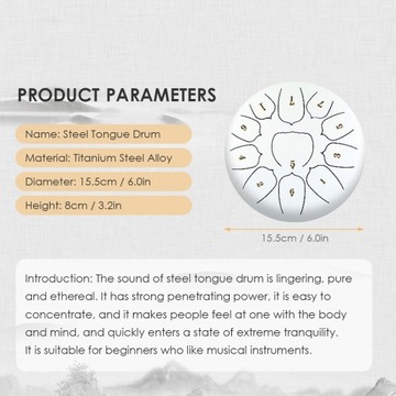 6-дюймовый стальной барабан для языка, 11 нот, барабан для хэндпана