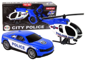 Zestaw Pojazdów Helikopter Auto Policja Dźwięk