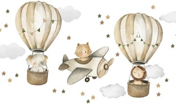Naklejki dla dzieci zwierzęta dżungli, safari i balony AM193