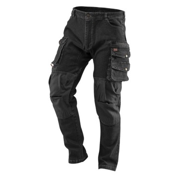 Spodnie robocze DENIM slim czarne, L, NEO 81-236-L