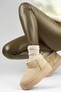 Бежевые женские зимние ботинки на платформе 38