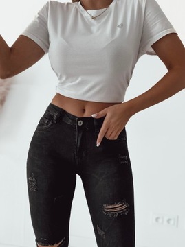 Jeansy spodnie damskie RE-DRESS modelujące z dziurami S/36 czarne rozmiary