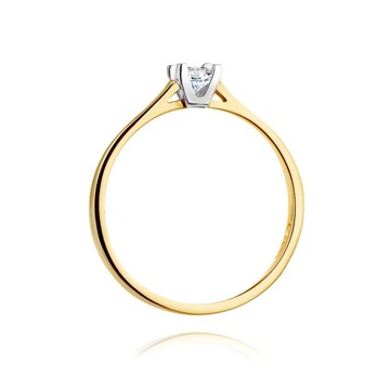 Klasyczny pierścionek zaręczynowy BRYLANT Diament złoto 585